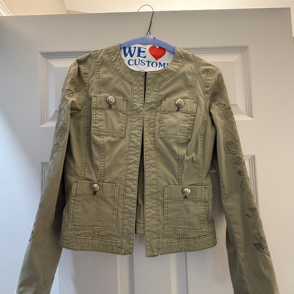 White House Black Market Green Utility Jacket